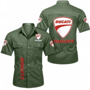 Car Fans Gift Short Sleeved Shirt, Button up Shirt All Over Print For Car Owners, Custom Name CAR392072125809-Army Green