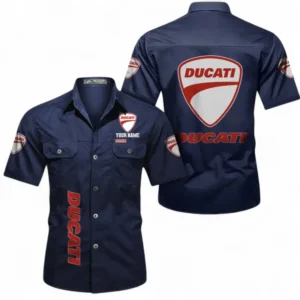Car Fans Gift Short Sleeved Shirt, Button up Shirt All Over Print For Car Owners, Custom Name CAR392072125809-Dark Blue