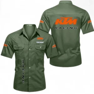 Motorcycles Fans Gift Short Sleeved Shirt, Button up Shirt All Over Print For Car Owners, Custom Name CAR392072125810-Army Green