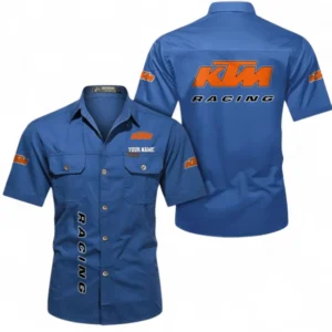 Motorcycles Fans Gift Short Sleeved Shirt, Button up Shirt All Over Print For Car Owners, Custom Name CAR392072125810-Cowboy Blue