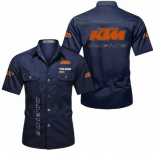 Motorcycles Fans Gift Short Sleeved Shirt, Button up Shirt All Over Print For Car Owners, Custom Name CAR392072125810-Dark Blue