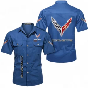 Car Fans Gift Short Sleeved Shirt, Button up Shirt All Over Print For Car Owners, Custom Name CAR392072125811-Cowboy Blue