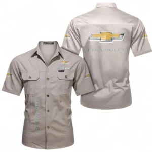 Car Fans Gift Short Sleeved Shirt, Button up Shirt All Over Print For Car Owners, Custom Name CAR392072125813-Beige
