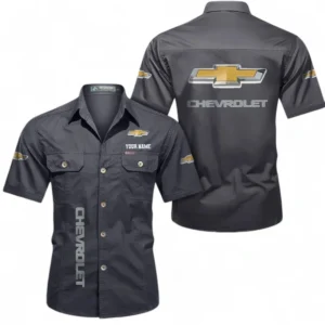 Car Fans Gift Short Sleeved Shirt, Button up Shirt All Over Print For Car Owners, Custom Name CAR392072125813-Gray