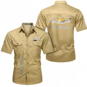 Car Fans Gift Short Sleeved Shirt, Button up Shirt All Over Print For Car Owners, Custom Name CAR392072125813-Khaki