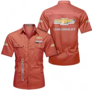 Car Fans Gift Short Sleeved Shirt, Button up Shirt All Over Print For Car Owners, Custom Name CAR392072125813-Red