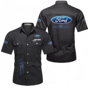 Car Fans Gift Short Sleeved Shirt, Button up Shirt All Over Print For Car Owners, Custom Name CAR392072125814-Black