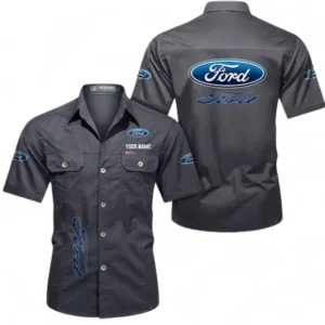 Car Fans Gift Short Sleeved Shirt, Button up Shirt All Over Print For Car Owners, Custom Name CAR392072125814-Gray