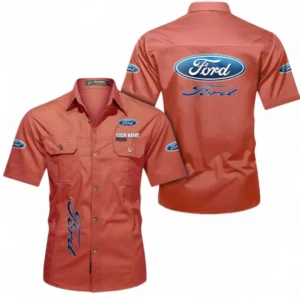 Car Fans Gift Short Sleeved Shirt, Button up Shirt All Over Print For Car Owners, Custom Name CAR392072125814-Red