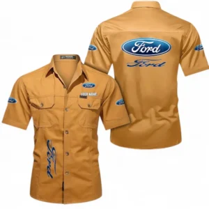 Car Fans Gift Short Sleeved Shirt, Button up Shirt All Over Print For Car Owners, Custom Name CAR392072125814-Turmeric