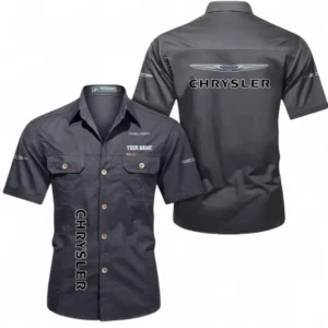 Car Fans Gift Short Sleeved Shirt, Button up Shirt All Over Print For Car Owners, Custom Name CAR392072125815-Gray