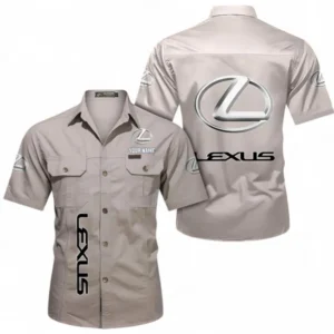 Car Fans Gift Short Sleeved Shirt, Button up Shirt All Over Print For Car Owners, Custom Name CAR392072125816-Beige