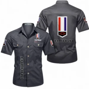 Car Fans Gift Short Sleeved Shirt, Button up Shirt All Over Print For Car Owners, Custom Name CAR392072125817-Gray