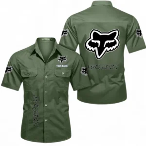 Motorcycles Fans Gift Short Sleeved Shirt, Button up Shirt All Over Print For Car Owners, Custom Name CAR392072125820-Army Green