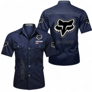 Motorcycles Fans Gift Short Sleeved Shirt, Button up Shirt All Over Print For Car Owners, Custom Name CAR392072125820-Dark Blue