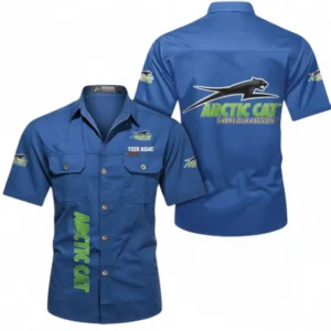 Motorcycles Fans Gift Short Sleeved Shirt, Button up Shirt All Over Print For Car Owners, Custom Name CAR392072125823-Cowboy Blue