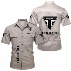 Motorcycles Fans Gift Short Sleeved Shirt, Button up Shirt All Over Print For Car Owners, Custom Name CAR392072125837-Beige