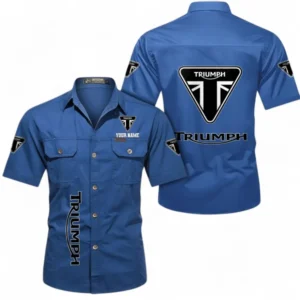 Motorcycles Fans Gift Short Sleeved Shirt, Button up Shirt All Over Print For Car Owners, Custom Name CAR392072125837-Cowboy Blue
