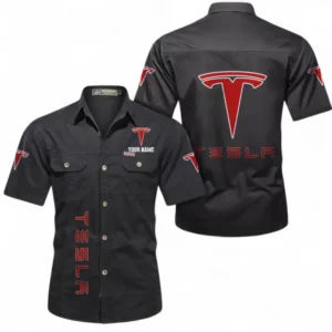 Car Fans Gift Short Sleeved Shirt, Button up Shirt All Over Print For Car Owners, Custom Name CAR392072125839-Black
