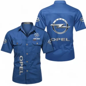 Car Fans Gift Short Sleeved Shirt, Button up Shirt All Over Print For Car Owners, Custom Name CAR392072125841-Cowboy Blue