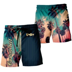 Car Fans Gift Beach Shorts, Hawaiian Shorts Vintage Palm Tree For Car Owner, Custom Name CAR431041625346