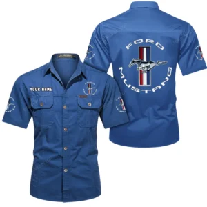 Sport Car Fans Gift Short Sleeved Shirt, Button Shirt All Over Print Gift For Car Owner, Custom Name CAR444052625781 - Cowboy Blue