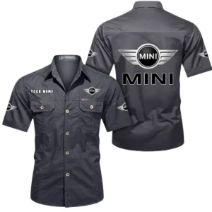 Car Fans Gift Short Sleeved Shirt, Button Shirt All Over Print Gift For Car Owner, Custom Name CAR444052625783 - Gray