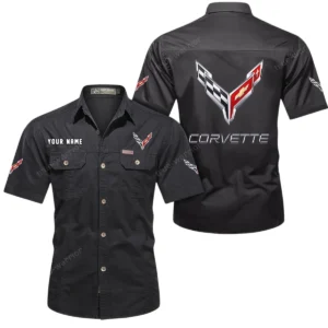 Sport Car Fans Gift Short Sleeved Shirt, Button Shirt All Over Print Gift For Car Owner, Custom Name CAR444052625784 - Black