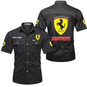 Sport Car Fans Gift Short Sleeved Shirt, Button Shirt All Over Print Gift For Car Owner, Custom Name CAR444052625788 - Black