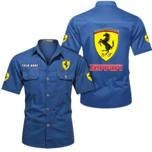 Sport Car Fans Gift Short Sleeved Shirt, Button Shirt All Over Print Gift For Car Owner, Custom Name CAR444052625788 - Cowboy Blue