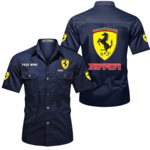 Sport Car Fans Gift Short Sleeved Shirt, Button Shirt All Over Print Gift For Car Owner, Custom Name CAR444052625788 - Dark Blue