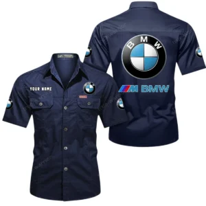 Luxury Car Fans Gift Short Sleeved Shirt, Button Shirt All Over Print Gift For Car Owner, Custom Name CAR444052625820 - Dark Blue