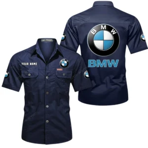 Luxury Car Fans Gift Short Sleeved Shirt, Button Shirt All Over Print Gift For Car Owner, Custom Name CAR444052625848 - Dark Blue