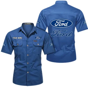 Car Fans Gift Short Sleeved Shirt, Button Shirt All Over Print Gift For Car Owner, Custom Name CAR444052625853 - Cowboy Blue