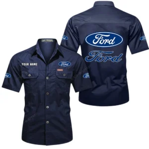Car Fans Gift Short Sleeved Shirt, Button Shirt All Over Print Gift For Car Owner, Custom Name CAR444052625853 - Dark Blue