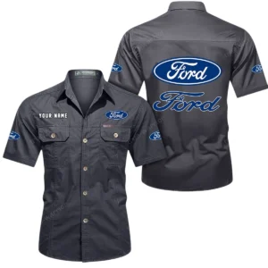 Car Fans Gift Short Sleeved Shirt, Button Shirt All Over Print Gift For Car Owner, Custom Name CAR444052625853 - Gray
