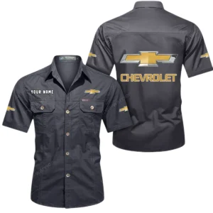 Car Fans Gift Short Sleeved Shirt, Button Shirt All Over Print Gift For Car Owner, Custom Name CAR444052625855 - Gray