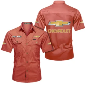 Car Fans Gift Short Sleeved Shirt, Button Shirt All Over Print Gift For Car Owner, Custom Name CAR444052625855 - Red