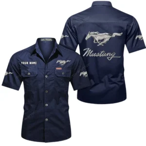 Sport Car Fans Gift Short Sleeved Shirt, Button Shirt All Over Print Gift For Car Owner, Custom Name CAR444052625869 - Dark Blue