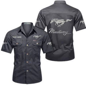 Sport Car Fans Gift Short Sleeved Shirt, Button Shirt All Over Print Gift For Car Owner, Custom Name CAR444052625869 - Gray