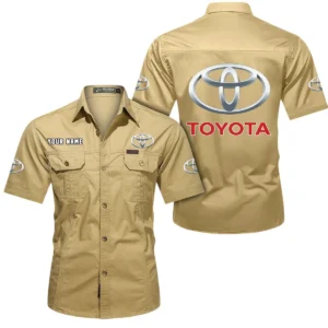 Car Fans Gift Short Sleeved Shirt, Button Shirt All Over Print Gift For Car Owner, Custom Name CAR444052625870 - Khaki
