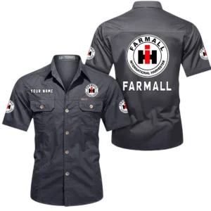 Tractor Fans Gift Short Sleeved Shirt, Button Shirt All Over Print Gift For Car Owner, Custom Name CAR444052625880 - Gray