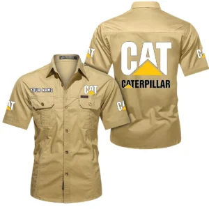 Car Fans Gift Short Sleeved Shirt, Button Shirt All Over Print Gift For Car Owner, Custom Name CAR444052625883 - Khaki