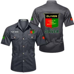 Tractor Fans Gift Short Sleeved Shirt, Button Shirt All Over Print Gift For Car Owner, Custom Name CAR444052625915 - Gray