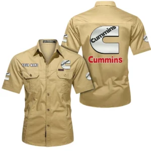 Car Fans Gift Short Sleeved Shirt, Button Shirt All Over Print Gift For Car Owner, Custom Name CAR444052625952 - Khaki