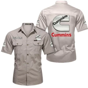 Car Fans Gift Short Sleeved Shirt, Button Shirt All Over Print Gift For Car Owner, Custom Name CAR444052625952 - Beige