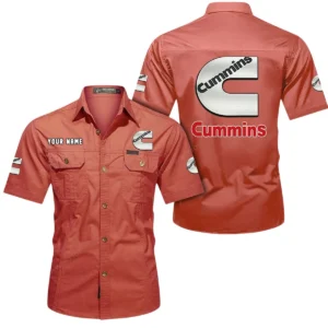 Car Fans Gift Short Sleeved Shirt, Button Shirt All Over Print Gift For Car Owner, Custom Name CAR444052625952 - Red