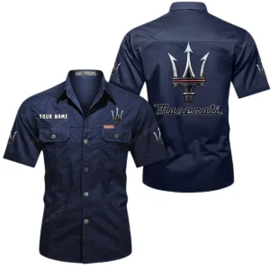 Sports Car Fans Gift Short Sleeved Shirt, Button Shirt All Over Print Gift For Car Owner, Custom Name CAR444052625953 - Dark Blue