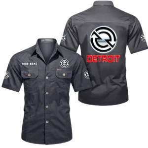 Truck Fans Gift Short Sleeved Shirt, Button Shirt All Over Print Gift For Car Owner, Custom Name CAR444052625964 - Gray