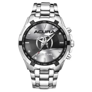 Car Fans Gift Steel Watches, Men Watch All Over Print Gift For Car Lovers, Custom Name - Silver CAR0402112557-3